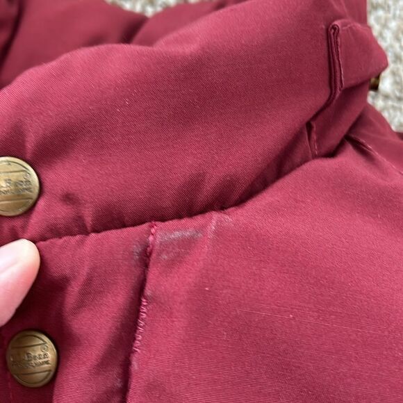Vintage 80s LLbean Winter Insulated Burgundy Winter Snow Ski Jacket Coat L - Picture 14 of 15